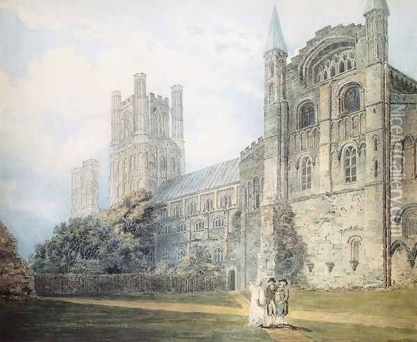 Ely Cathedral from the South-East (after James Moore) Oil Painting - Thomas Girtin