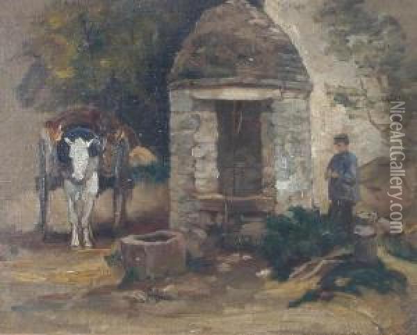 Am Brunnen Oil Painting - Friedrich Albert Schmidt