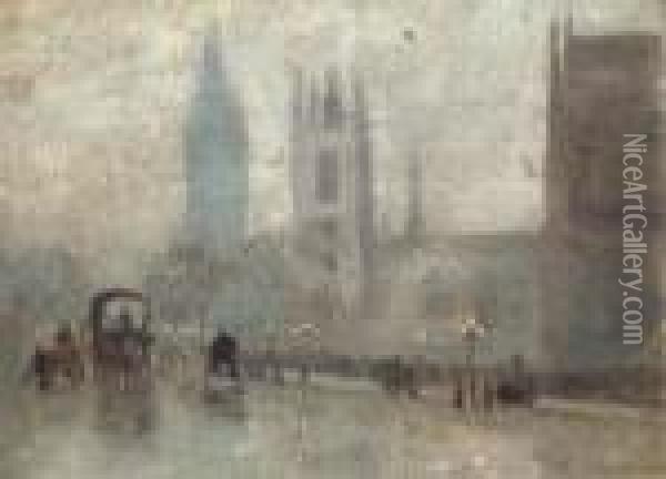 St. Margaret's Westminster, And Big Ben Oil Painting - Herbert Menzies Marshall