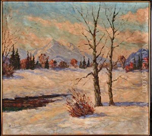 Winterlandschaft Oil Painting - Alois Hernick