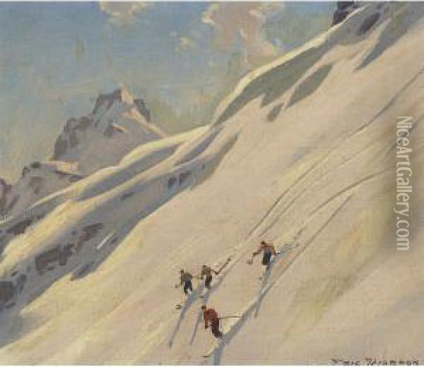 Skiers Oil Painting - Eric John Benson Riordon