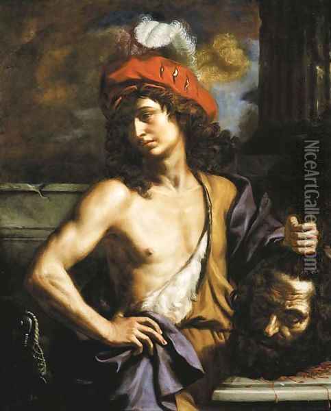 David with the head of Goliath Oil Painting - Benedetto Gennari