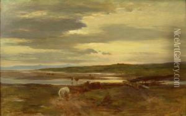 Cattle Watering With Fife In The Distance Oil Painting - William Darling McKay