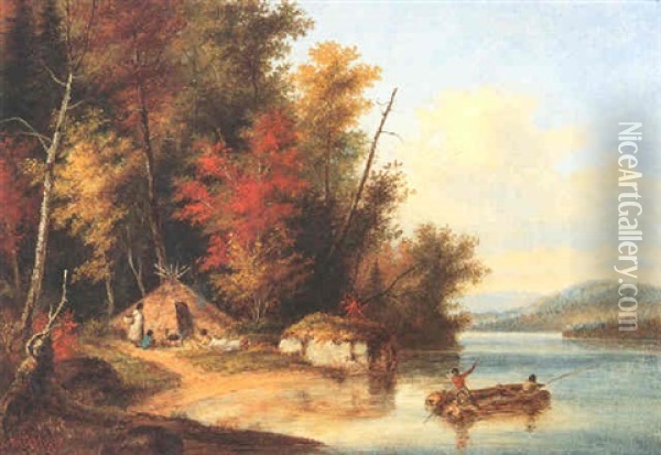 Autumn Scene In Canada Oil Painting - Cornelius David Krieghoff