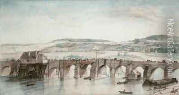 The Two Bridges Saint Cloud and Sevres Oil Painting - Louis Jean Desprez