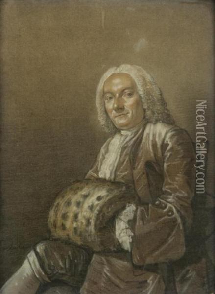 Portrait D'homme Au Manchon Oil Painting - Louis Aubert