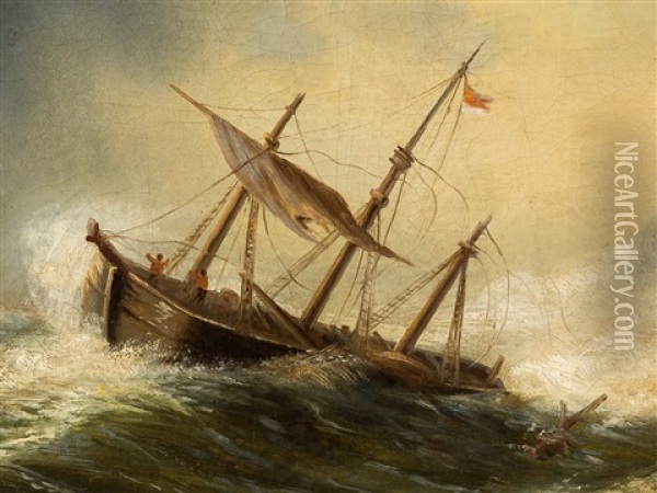 Shipwreck On A Rocky Coast Oil Painting - Theodor Genenger