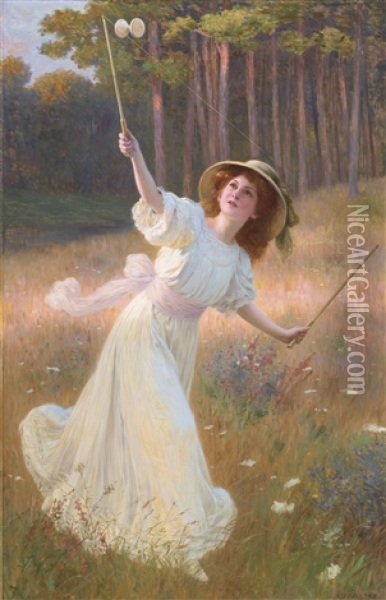 A Game Of Diabolo Oil Painting - Leopold Franz Kowalski