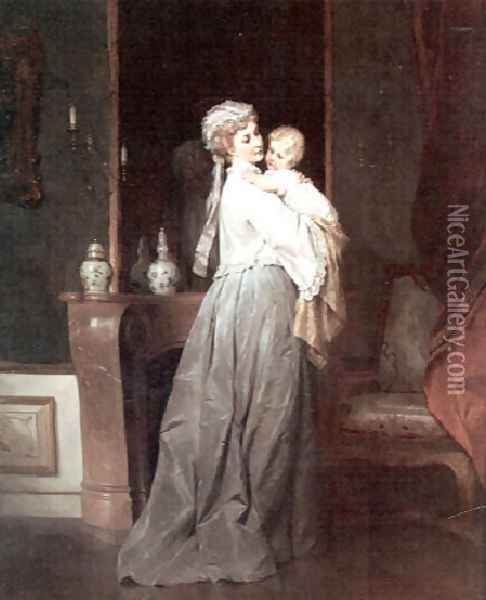 Motherly affection Oil Painting - Robert Julius Beyschlag
