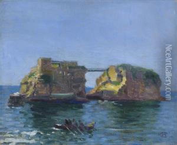 Ruderboot Bei Felseninseln Oil Painting - Hans Christiansen