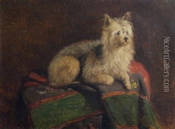 Seated Terrier Oil Painting - Edwin C. Forbes