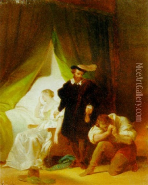The Dismissal Of A Suitor Oil Painting - Alexandre-Evariste Fragonard
