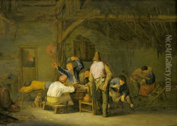 Zechende Bauern In Einer Scheune Oil Painting - Adriaen Jansz van Ostade