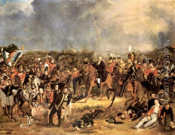 The Duke Of Wellington And Marshal Blucher After The Battle Of Waterloo Oil Painting - Jan Willem Pieneman