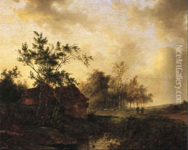 Landskap Med Vattendrag Och Figurer Oil Painting - Bruno van Straaten the Elder