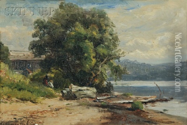 Schroon Lake, Adirondacks, Warren, Essex County, New York Oil Painting - Hendrik Dirk Kruseman van Elten