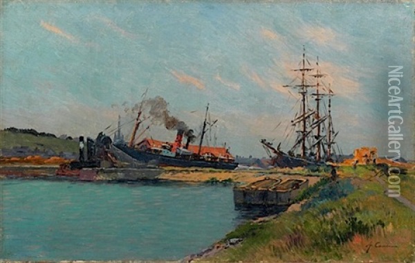 Bassin Dans Le Port De Rouen Oil Painting - Alfred Casile