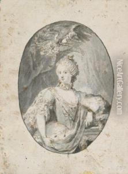 A Portrait Of An Elegant Lady Oil Painting - Fedele Fischetti