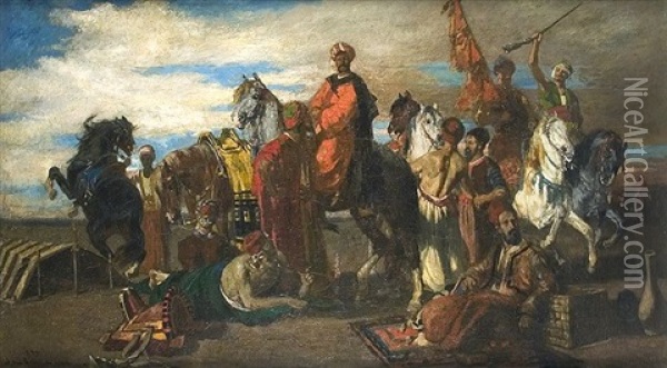 Rastende Orientalen Oil Painting - Otto Von Faber Du Faur