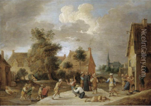 Soldiers Sacking A Village Oil Painting - David The Younger Teniers