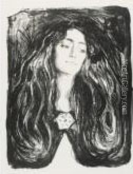 The Brooch. Eva Mudocci Oil Painting - Edvard Munch