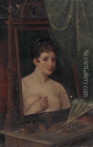 Madchen Bei Der Toilette Oil Painting - August Lang