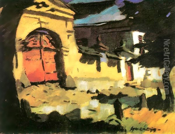 Gate at Felsobanya 1930 Oil Painting - Odon Marffy