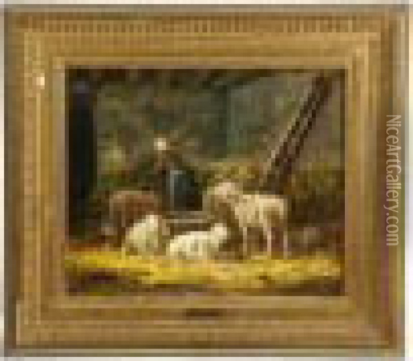Sheep Oil Painting - Charles Emile Jacque