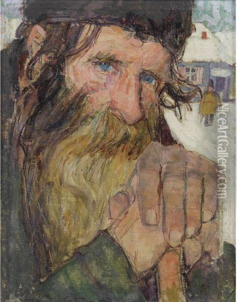Man With A Cane Oil Painting - Leon Shulman Gaspard