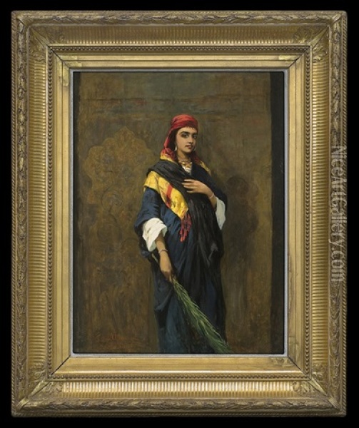 A Girl In An Oriental Dress Oil Painting - Tadeusz Ajdukiewicz