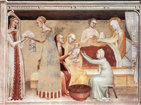 The Birth of the Virgin Oil Painting - Giovanni Da Milano