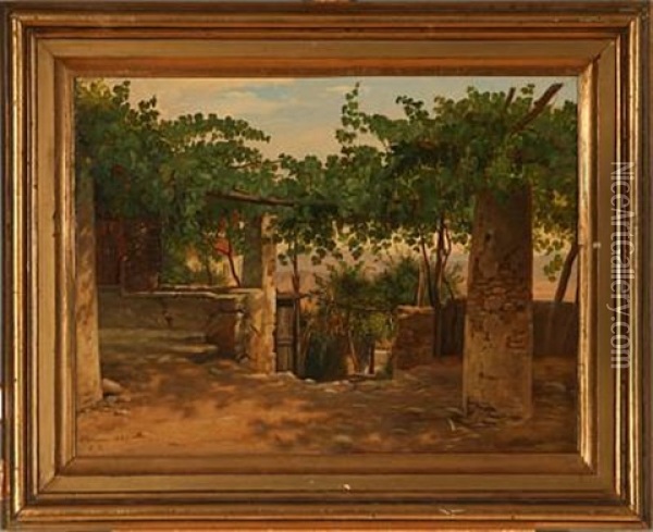 From A Vineyard In Olevano Oil Painting - Peter (Johann P.) Raadsig