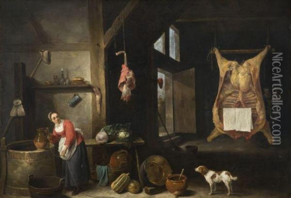 Scene D'interieur Flamand Oil Painting - David The Younger Teniers