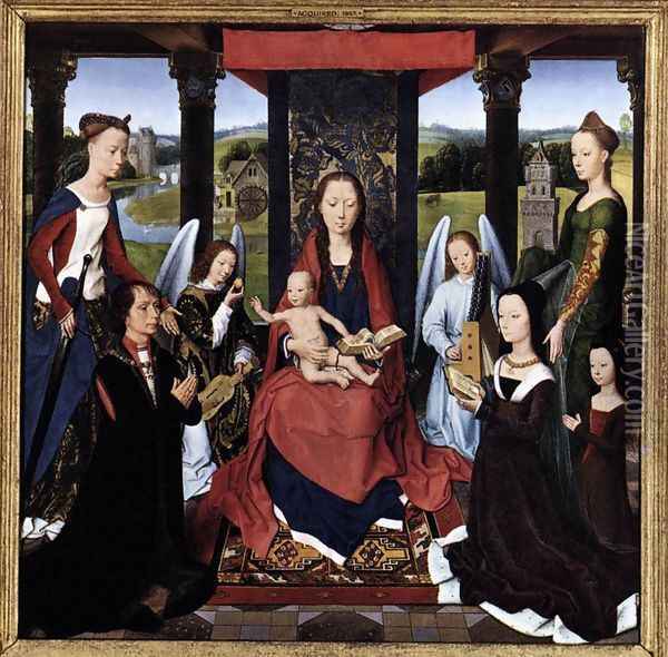 The Donne Triptych [detail: 2, central panel] Oil Painting - Hans Memling