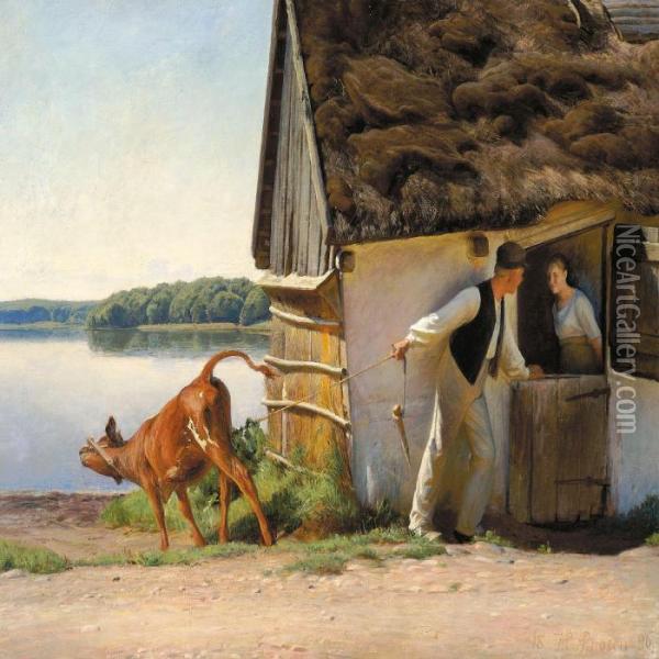 En Sommerdag Oil Painting - Hans Ole Brasen