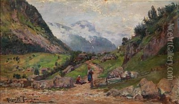 Landscape From Bondhus In Norway Oil Painting - Holger Hvitfeldt Jerichau