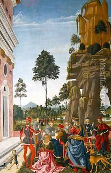St Bernardino of Siena 1380-1444 healing a paralytic man Oil Painting - Fiorenzo di Lorenzo
