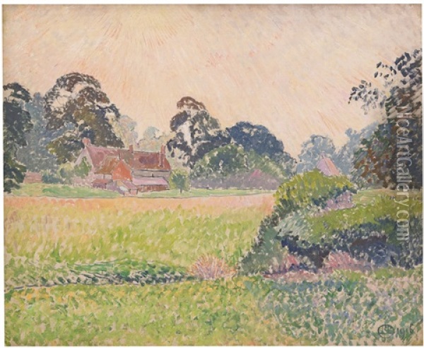 Sunset Sketch, Sedgehill Oil Painting - Lucien Pissarro