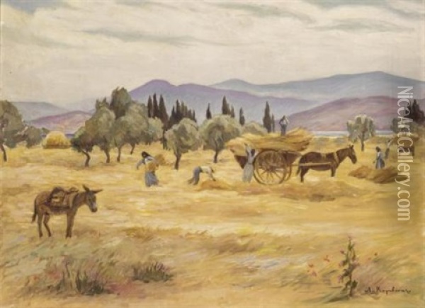 The Harvesters Oil Painting - Lykourgos Kogevinas