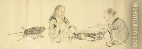 Jinbutsu Makimono Oil Painting - Shibata Zeshin