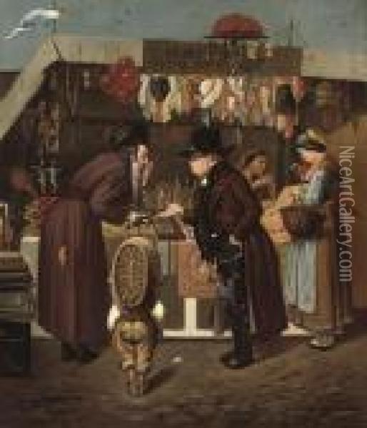 Bartering At The Market Oil Painting - Isidor Kaufmann