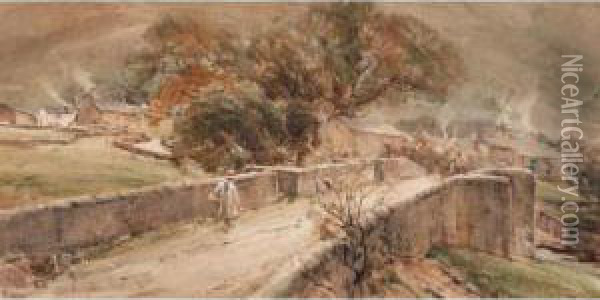 Bridge At Buckden, Wharfedale In Yorkshire Oil Painting - Arthur Reginald Smith
