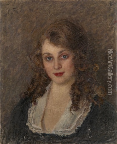 Portrait Of Galochka Brailovskaya Oil Painting - Nikolai Dmitrievich Kuznetsov
