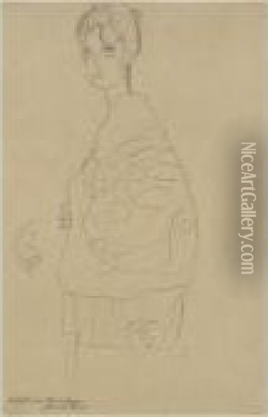 Studie Fur Die Vordere Figur In Freundinnen Ii Oil Painting - Gustav Klimt