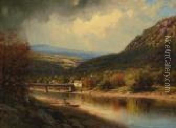A View Of The Bridge Oil Painting - George Lafayette Clough