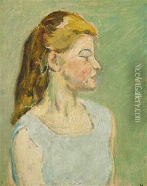 Et Pigebarn (a Young Girl) Oil Painting - Harald Giersing