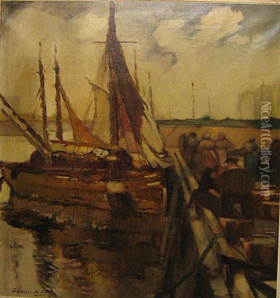 Voilier Au Quai Oil Painting - Frederic De Smet
