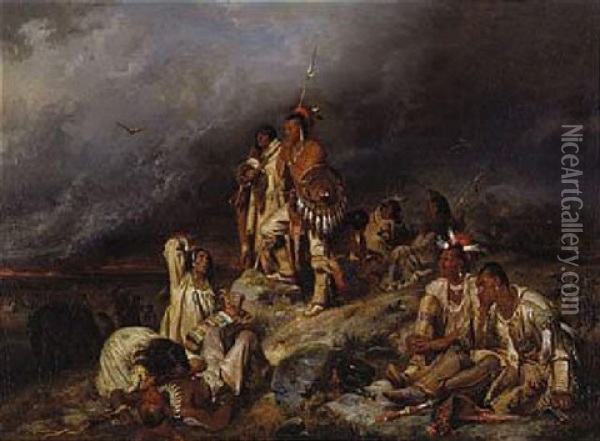 The Prairie Fire Oil Painting - Heinrich (Henry) Ritter