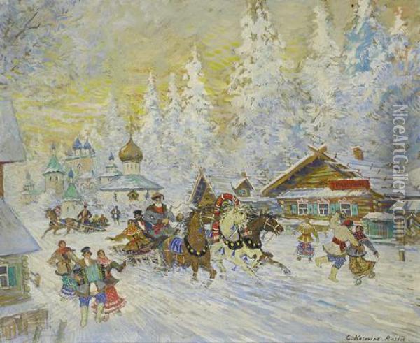 The Joys Of Winter Oil Painting - Konstantin Alexeievitch Korovin