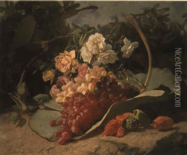 Still Life With Fruits Oil Painting - David Emile Joseph de Noter